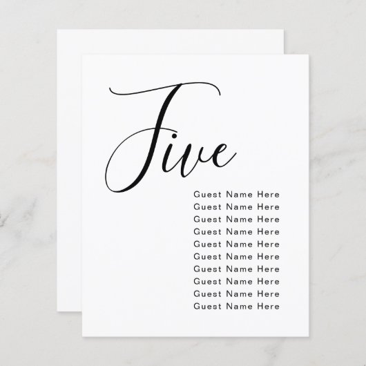 Minimale Elegante Tafel Gast Namen Zetel Grafiek C (Voorkant / Achterkant)