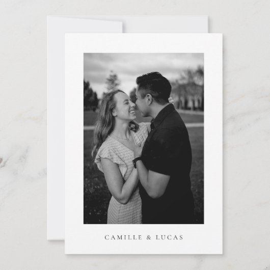 Minimale elegante tekst en foto | Datum opslaan Kaart (Achterkant)