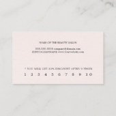 Minimale elegante textuur lichtroze schoonheid klantenkaartje (Achterkant)