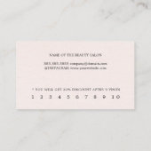 Minimale elegante textuur lichtroze schoonheid klantenkaartje (Achterkant)