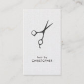 Minimale elegante textuur witte grijze schaar visitekaartje (Voorkant)