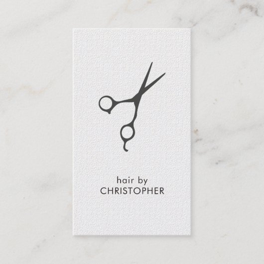 Minimale elegante textuur witte grijze schaar visitekaartje (Voorkant)