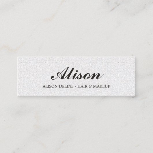 Minimale elegante textuur Witte haar en Makeup Mini Visitekaartje (Voorkant)