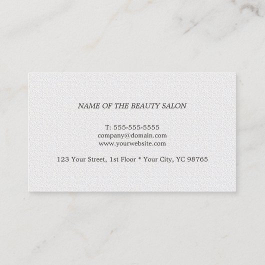 Minimale elegante textuur Witte haar en Makeup Visitekaartje (Achterkant)