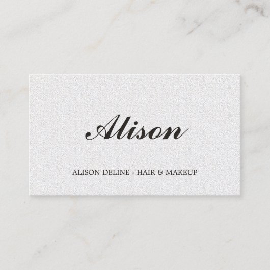 Minimale elegante textuur Witte haar en Makeup Visitekaartje (Voorkant)