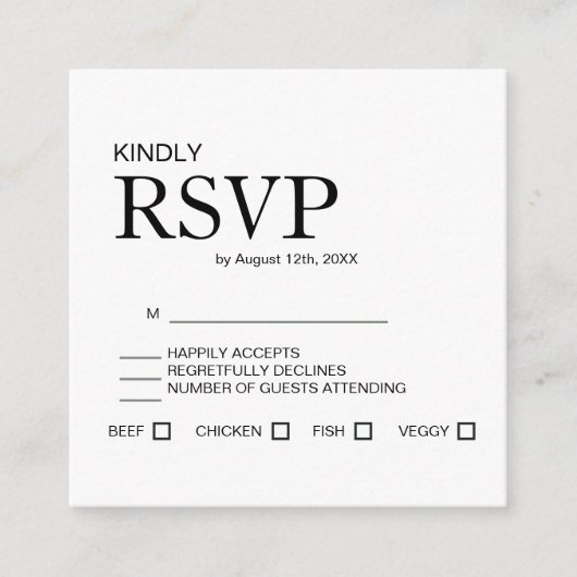 Minimale Elegante Trouw RSVP Kaart (Voorkant)