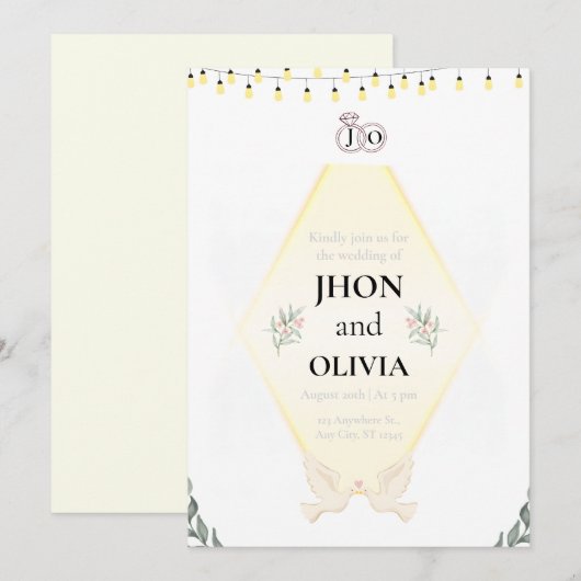 Minimale Elegante Trouw Uitnodiging | Eenvoudig Mo (Voorkant / Achterkant)