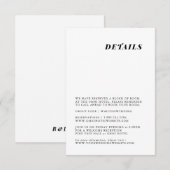 Minimale elegante trouwdetailkaart informatiekaartje (Voorkant / Achterkant)