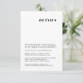 Minimale elegante trouwdetailkaart informatiekaartje (Staand voorkant)