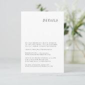 Minimale elegante trouwdetailkaart informatiekaartje (Staand voorkant)