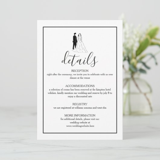 Minimale Elegante Trouwdetails Kaart (Staand voorkant)