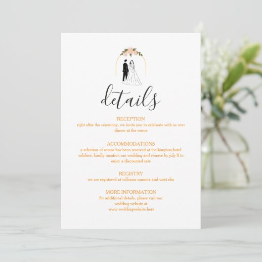 Minimale Elegante Trouwdetails Kaart (Staand voorkant)