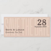 Minimale elegante typografie Mocha Slim Save The Date (Voorkant)