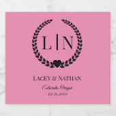 Minimale elegante typografie Monogram Initialen Sparkling Wijnetiket (Enkel label)