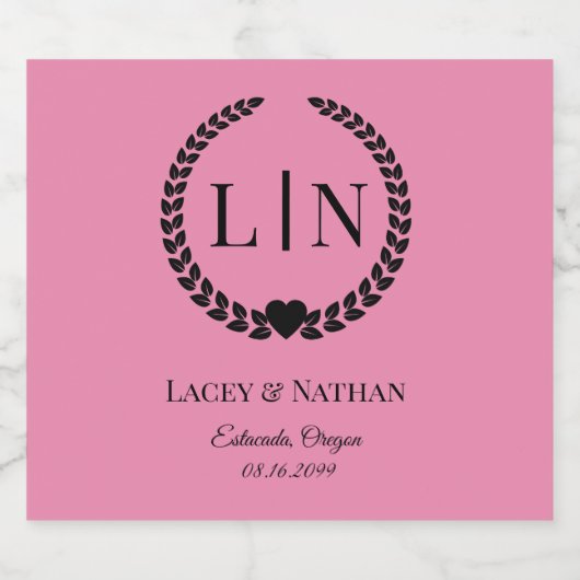 Minimale elegante typografie Monogram Initialen Sparkling Wijnetiket (Enkel label)