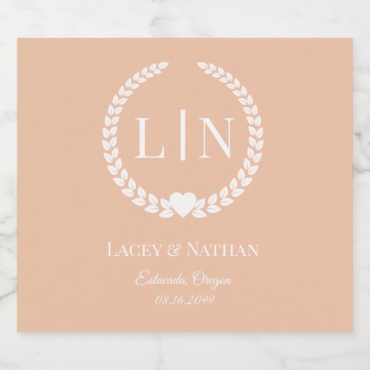 Minimale elegante typografie Monogram Initialen Sparkling Wijnetiket (Enkel label)