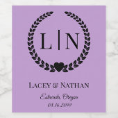 Minimale elegante typografie Monogram Initialen Wijn Etiket (Enkel label)