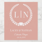 Minimale elegante typografie Monogram Initialen Wijn Etiket (Enkel label)