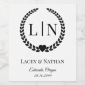 Minimale elegante typografie Monogram Initialen Wijn Etiket (Enkel label)