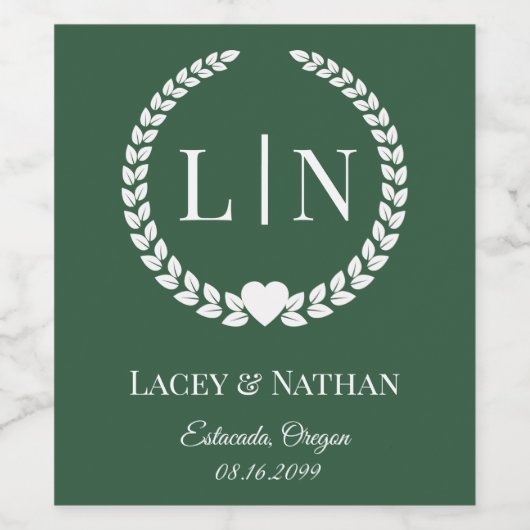 Minimale elegante typografie Monogram Initialen Wijn Etiket (Enkel label)