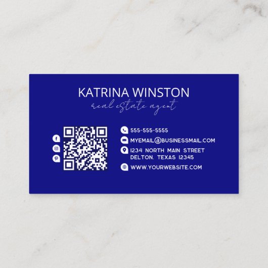 Minimale Elegante Typografie QR Code Social Media Visitekaartje (Achterkant)