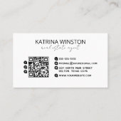 Minimale Elegante Typografie QR Code Social Media Visitekaartje (Achterkant)
