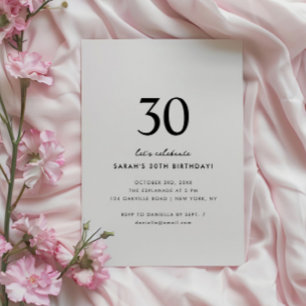 Minimale elegante uitnodiging voor 30e verjaardag