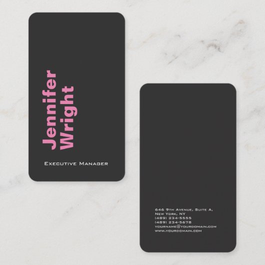 Minimale elegante, unieke moderne grijze vlakte visitekaartje (Voorkant / Achterkant)