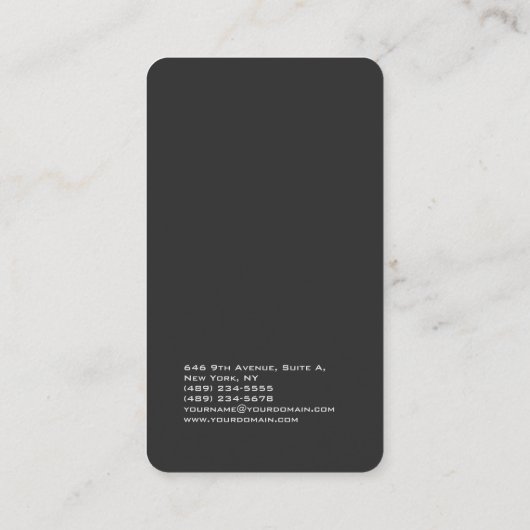 Minimale elegante, unieke moderne grijze vlakte visitekaartje (Achterkant)