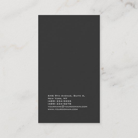 Minimale elegante, unieke moderne grijze vlakte visitekaartje (Achterkant)