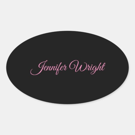 Minimale elegante, unieke, moderne zwarte roze ovale sticker (Voorkant)