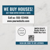 Minimale Elegante vastgoedbelegger Wij kopen huize Visitekaartje (Voorkant / Achterkant)