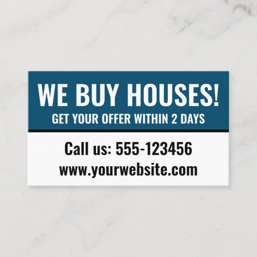 Minimale Elegante vastgoedbelegger Wij kopen huize Visitekaartje (Voorkant)