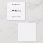 Minimale elegante vormgeving Modern BW Smart Plain Vierkante Visitekaartje (Voorkant / Achterkant)