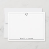 Minimale Elegante Wapen Monogram Notitiekaart (Voorkant)
