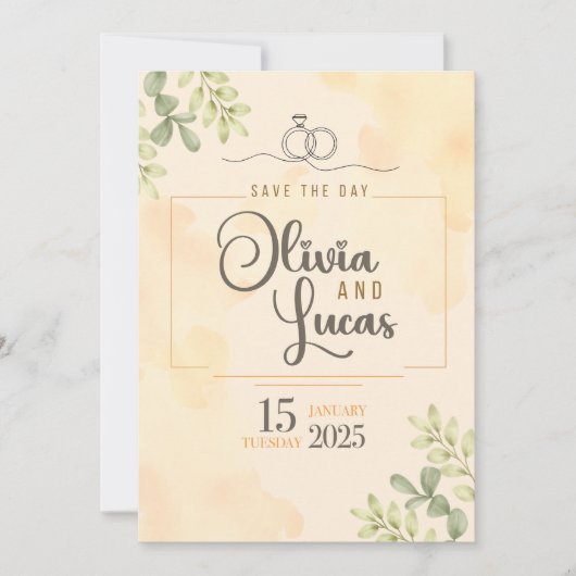 Minimale Elegante Waterverf Trouwuitnodiging Save The Date (Voorkant)