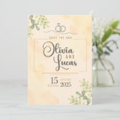 Minimale Elegante Waterverf Trouwuitnodiging Save The Date (Staand voorkant)