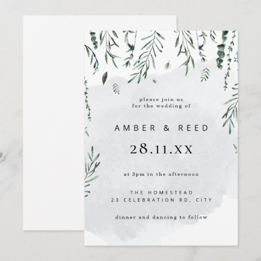 Minimale Elegante Waterverf Vallende Bladeren Trou Kaart (Voorkant / Achterkant)