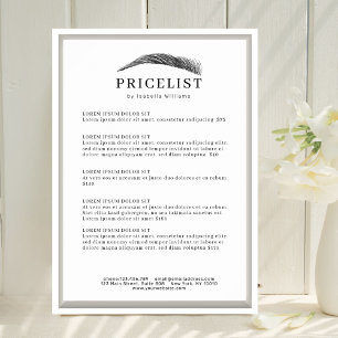 Minimale Elegante Wenkbrauw Salon Prijslijst Poster