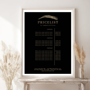 Minimale Elegante Wenkbrauw Salon Prijslijst Poster