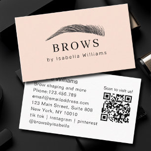 Minimale Elegante Wenkbrauw Salon QR-Code Visitekaartje