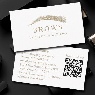 Minimale Elegante Wenkbrauw Salon QR-Code Visitekaartje
