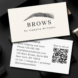 Minimale Elegante Wenkbrauw Salon QR-Code Visitekaartje