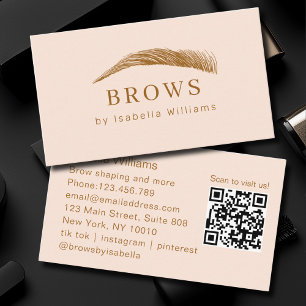 Minimale Elegante Wenkbrauw Salon QR-Code Visitekaartje