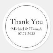 Minimale elegante witte bruiloft Dank u Klassieke  Ronde Sticker (Voorkant)