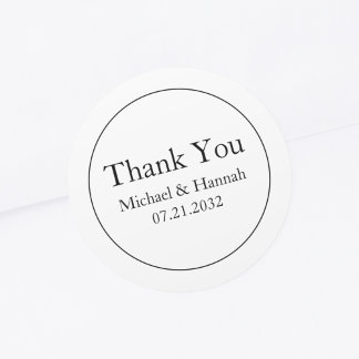 Minimale elegante witte bruiloft Dank u Klassieke  Ronde Sticker