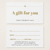 Minimale Elegante Witte Faux Gouden Lijn Hart Scho Visitekaartje (Voorkant /achterkant)