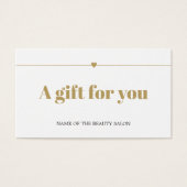 Minimale Elegante Witte Faux Gouden Lijn Hart Scho Visitekaartje (Voorkant)