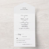 Minimale elegante witte klassieke bruiloft all in one uitnodiging (Binnen)