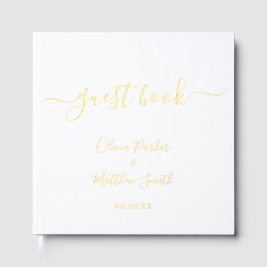 Minimale elegante witte klassieke bruiloft gastenboek (Voorkant)